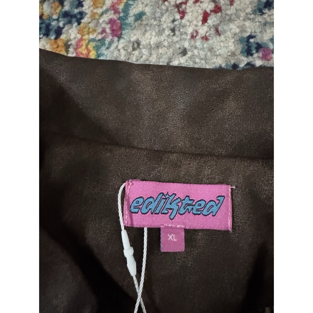 NEW Edikted Oversized Washed Faux Leather Jacket Size XL - Picture 6 of 10